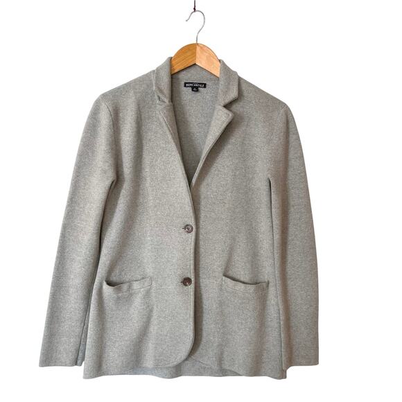 J Crew Mercantile Sweater Blazer Small Gray 2 Button Pockets Cotton Classic - Picture 1 of 15